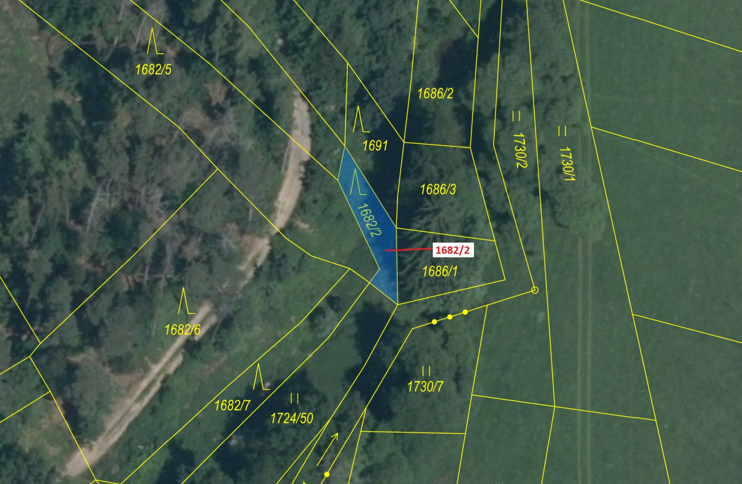 Lesní pozemek o výměře 89 m2, podíl 1/1, katastrální území Trhový Štěpánov, obec Trhový Štěpánov, ob