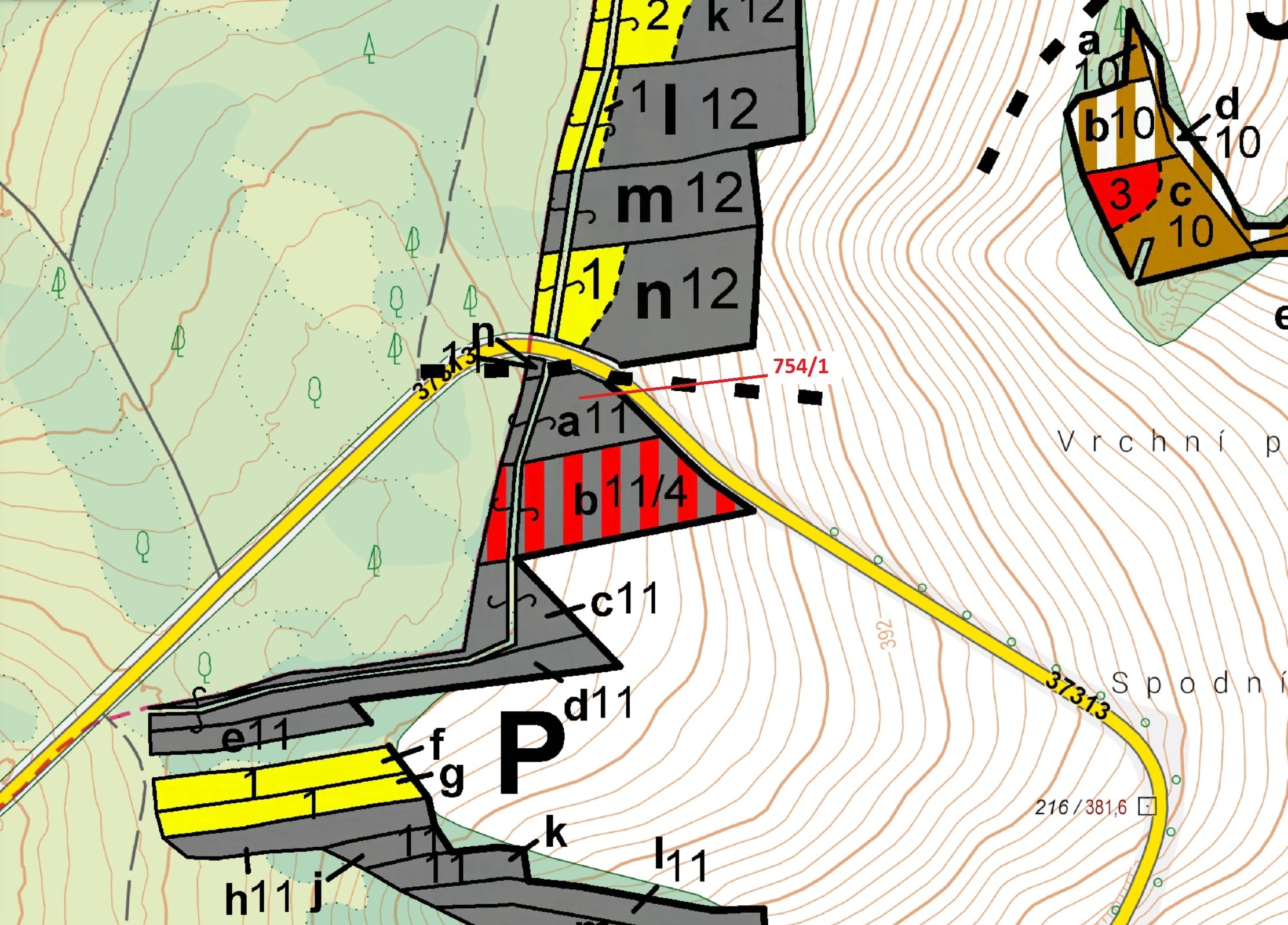 Lesní pozemek o výměře 1610 m2, podíl 1/1, katastrální území Loučka u Bílska, obec Loučka, obec s ro