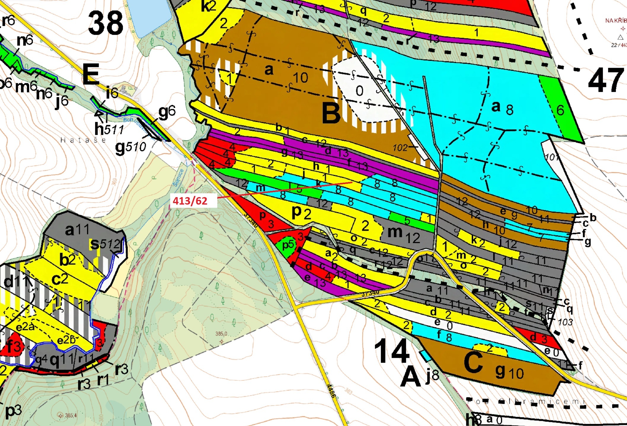 Lesní pozemek o výměře 7242 m2, podíl 1/1, katastrální území Olbramice u Vilémova, obec Olbramice, o