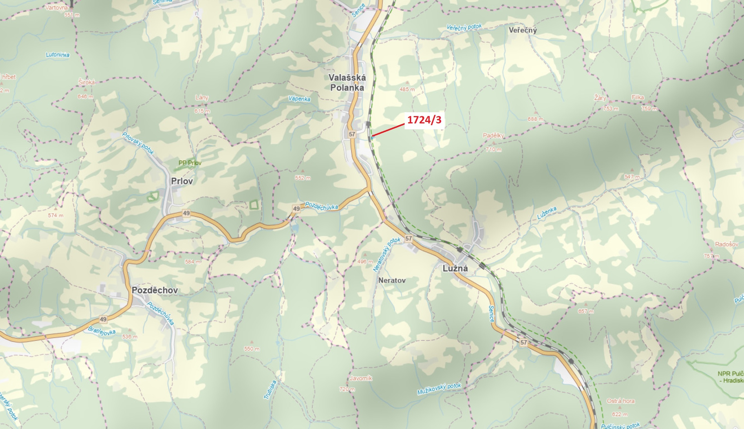 Zahrada o výměře 921 m2, podíl  1/2, katastrální území Valašská Polanka, obec Valašská Polanka, obec