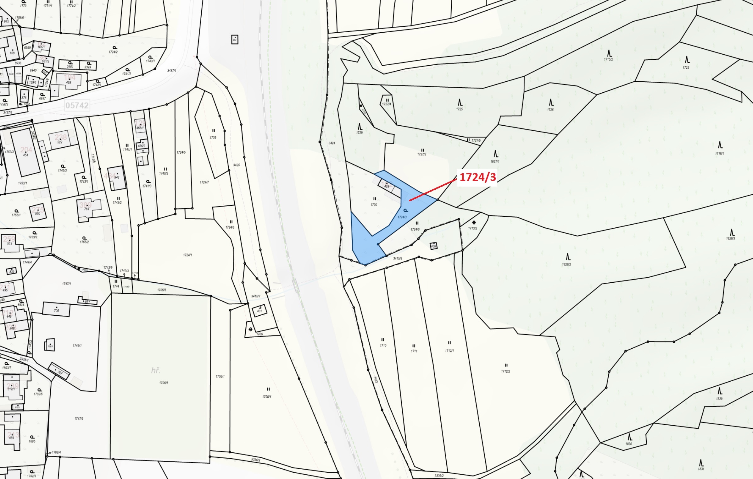 Zahrada o výměře 921 m2, podíl  1/2, katastrální území Valašská Polanka, obec Valašská Polanka, obec