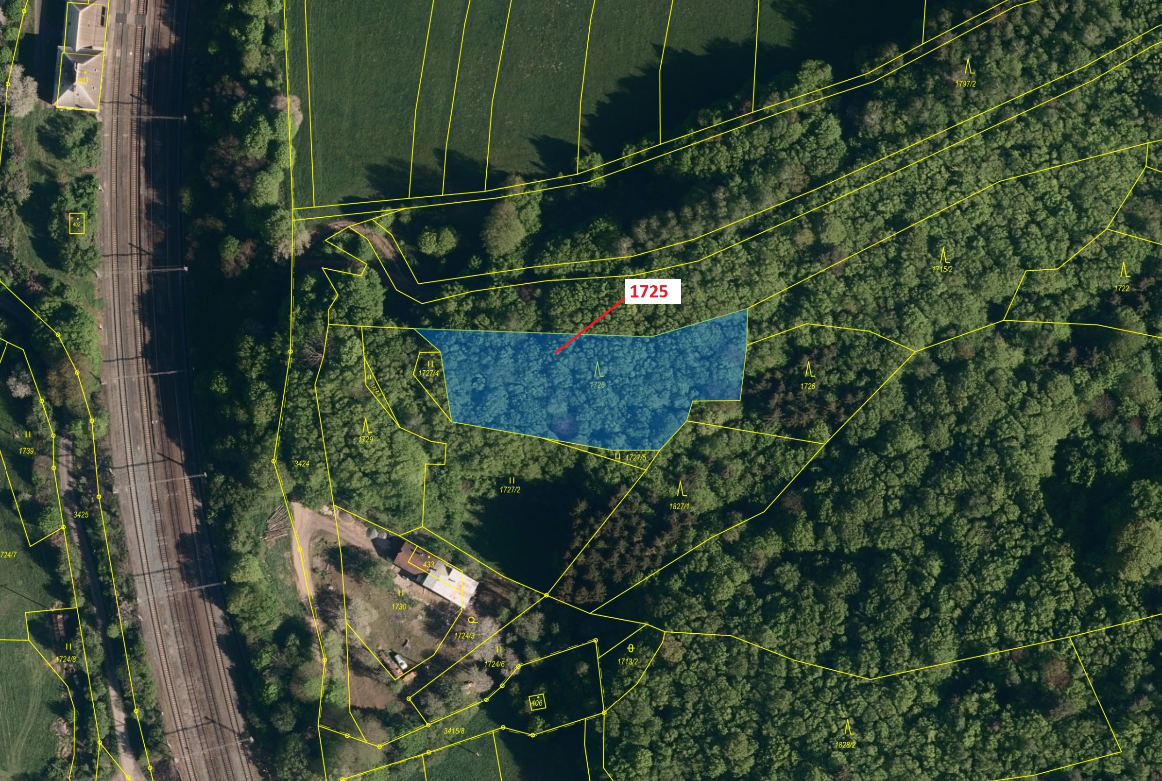 Lesní pozemek o výměře 2248 m2, podíl 1/1, katastrální území Valašská Polanka, obec Valašská Polanka