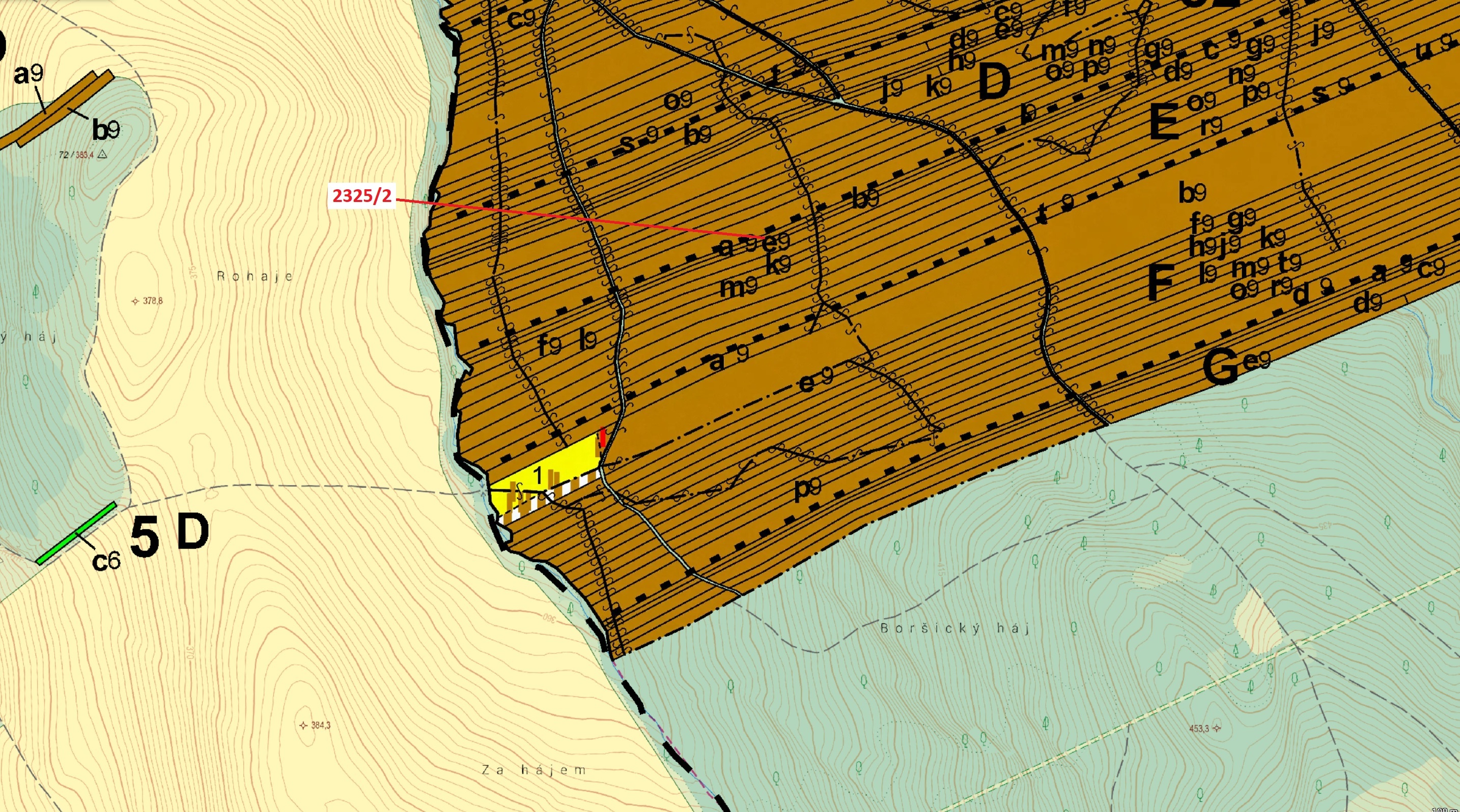 Lesní pozemek o výměře 2122 m2, podíl 1/1, katastrální území Slavkov u Uherského Brodu, obec Slavkov