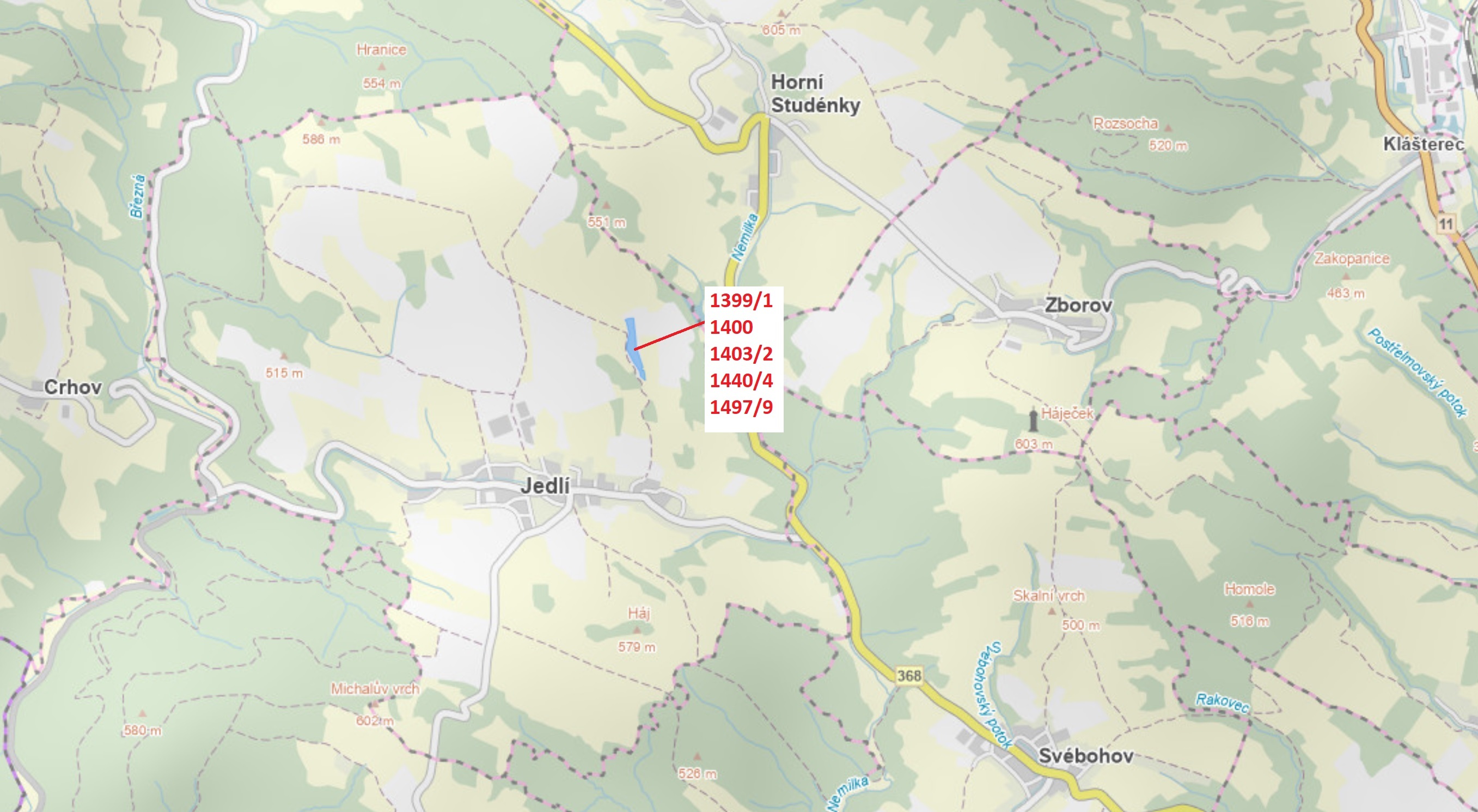 Orná půda a ostatní plocha o výměře 18 908 m2, podíl 1/1, katastrální území Jedlí, obec Jedlí, obec 