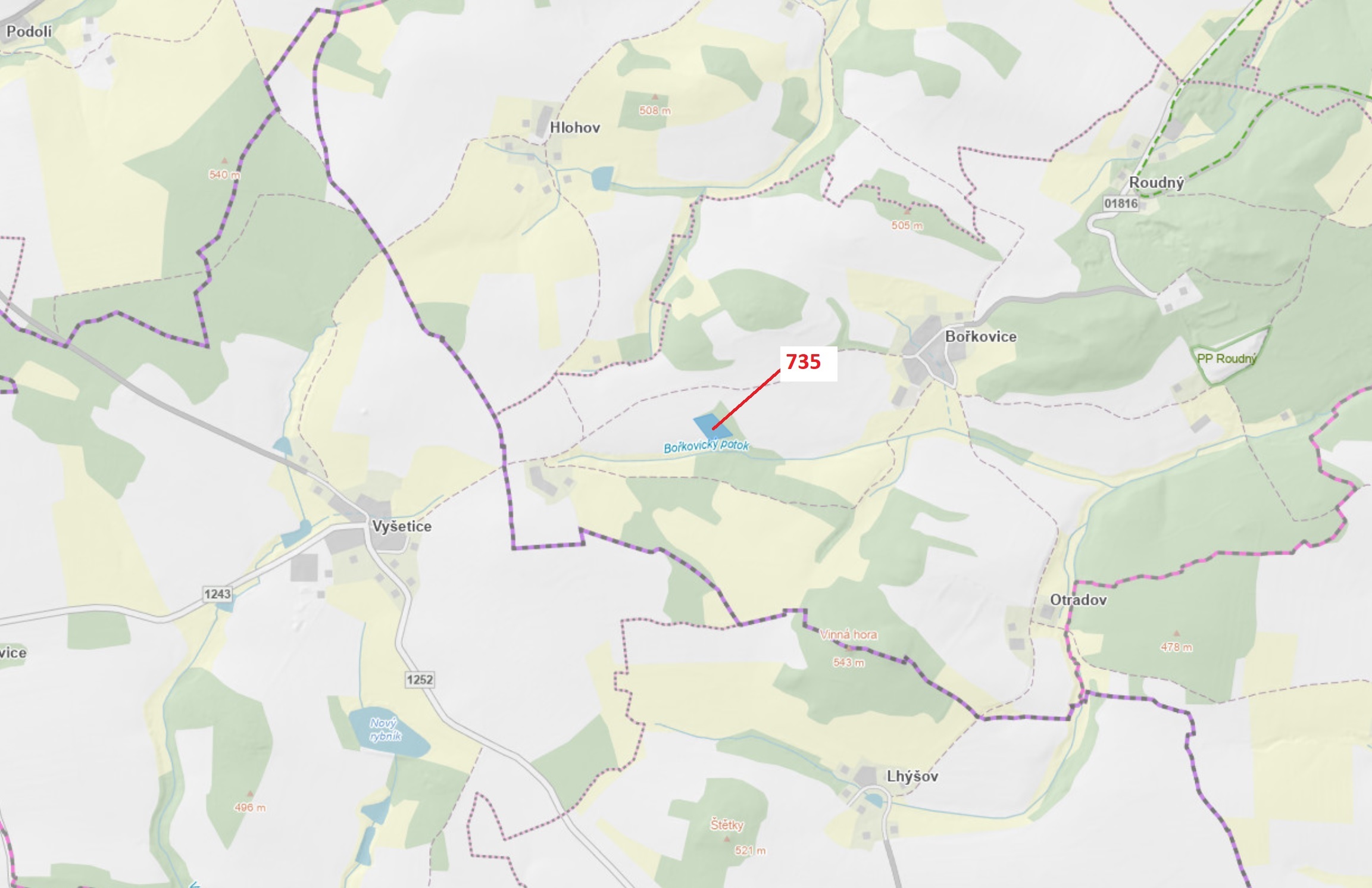 Lesní pozemek o výměře 6963 m2, podíl 1/1, katastrální území Bořkovice, obec Zvěstov, obec s rozšíře