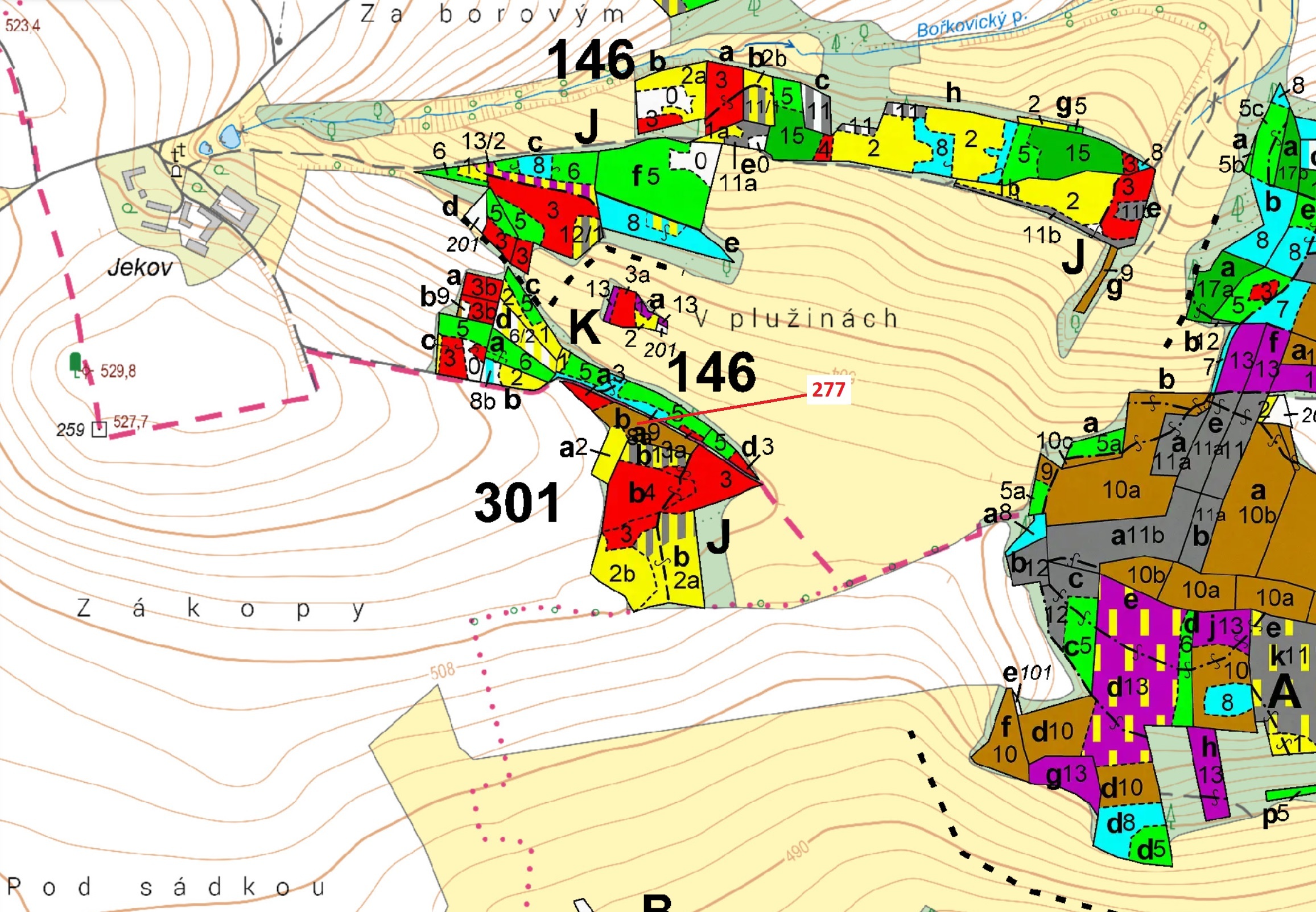 Lesní pozemek o výměře 4758 m2, podíl 1/1, katastrální území Vyšetice, obec Šebířov, obec s rozšířen
