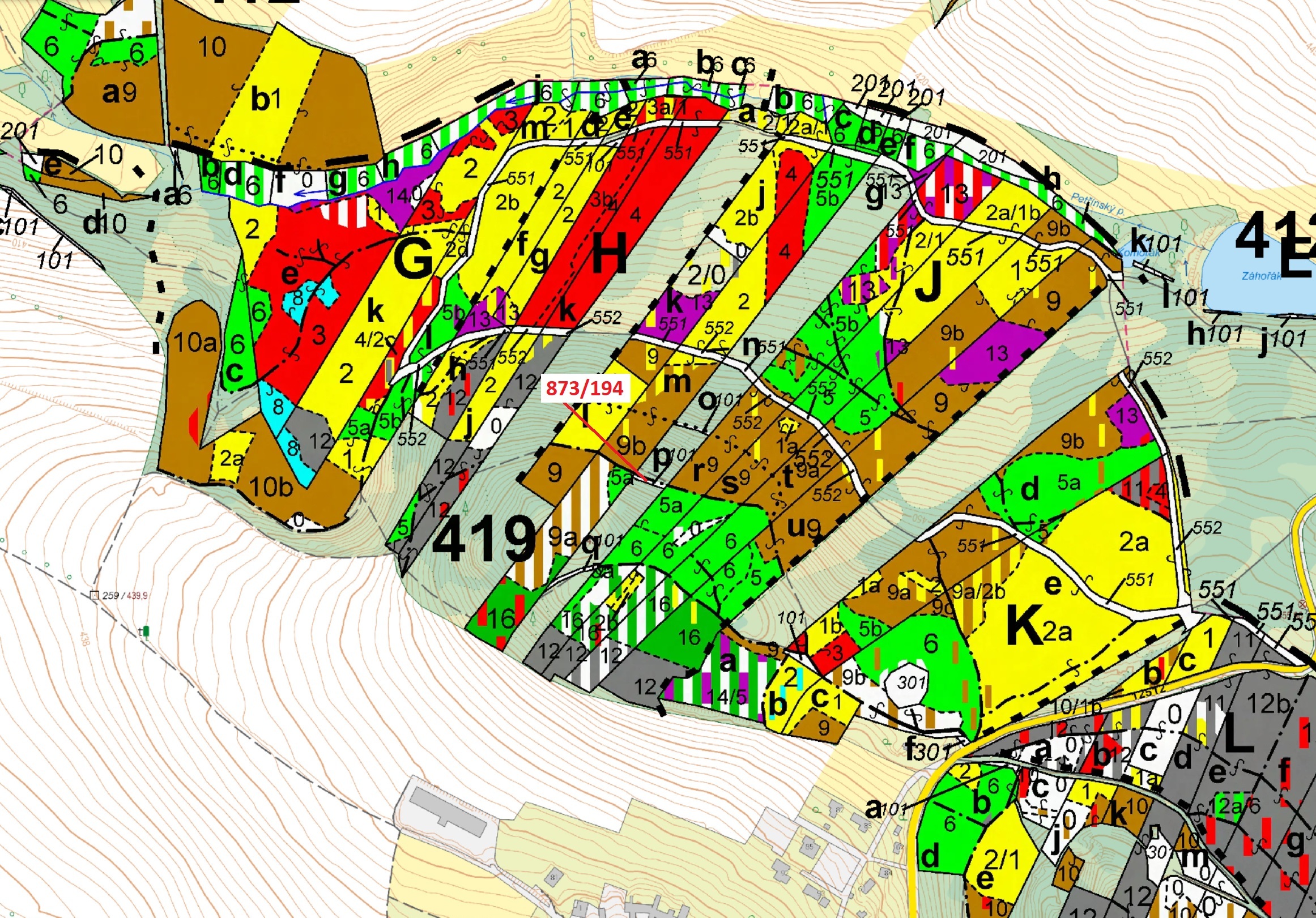 Lesní pozemek o výměře 132 m2, podíl 1/1, katastrální území Kladruby u Vlašimi, obec Kladruby, obec 