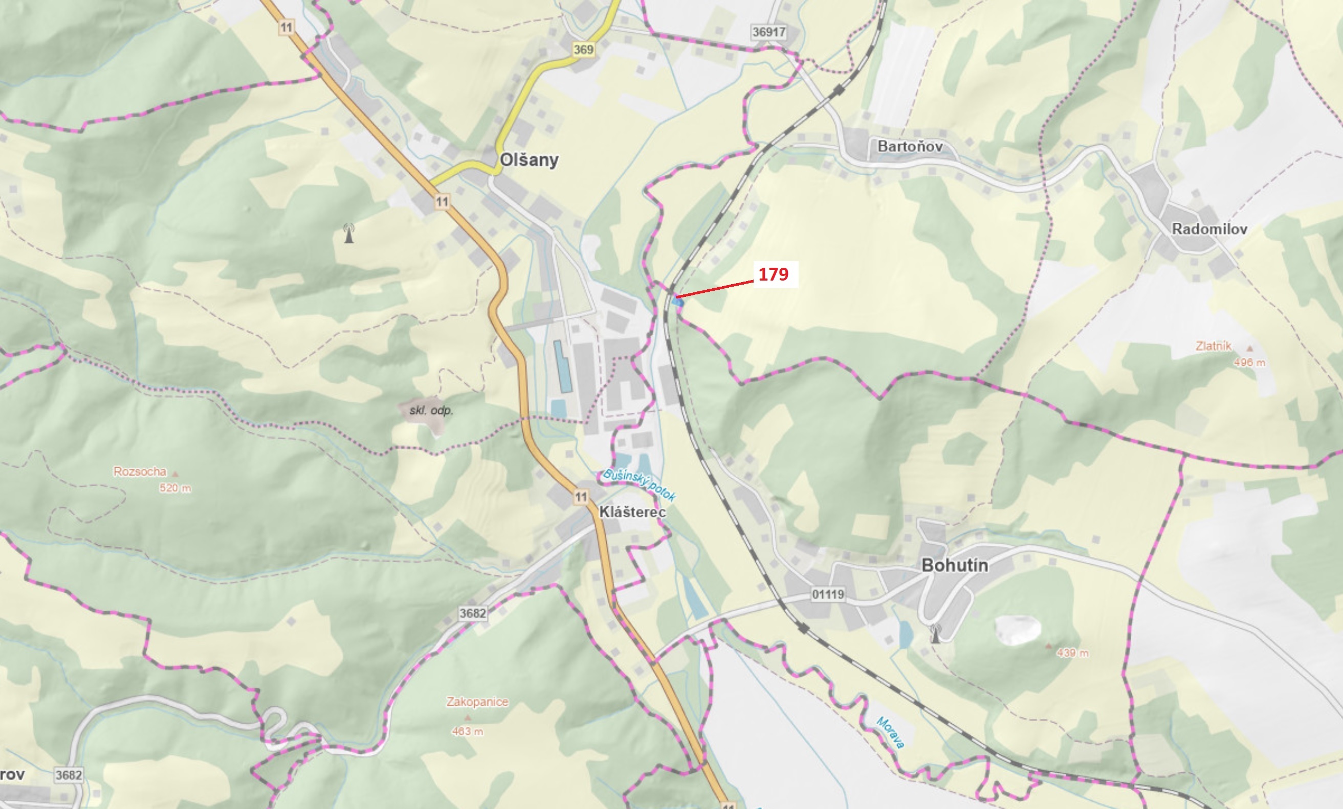 Lesní pozemek o výměře 939 m2, podíl 1/1, katastrální území Bohutín nad Moravou, obec Bohutín, obec 