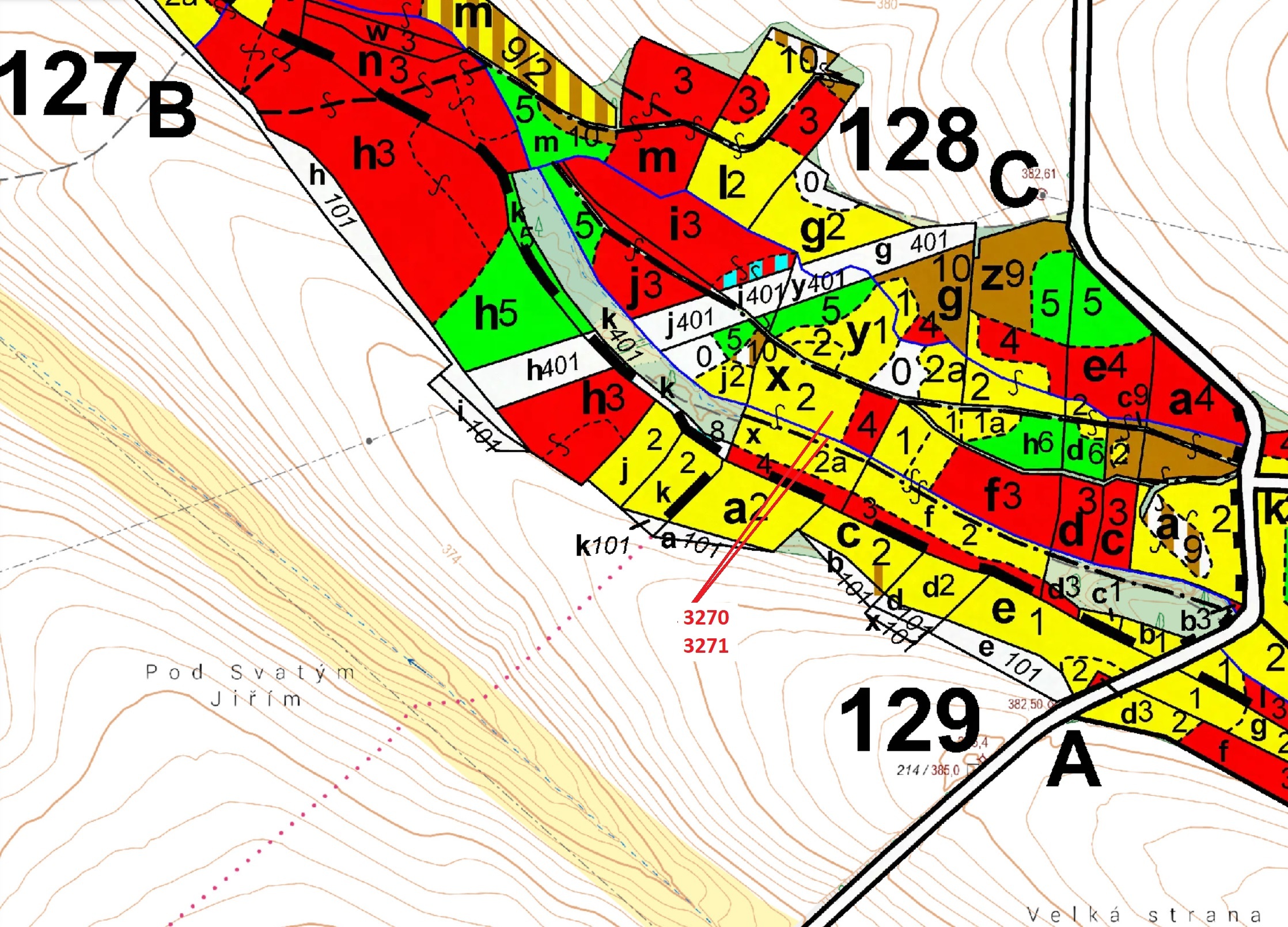 Lesní pozemek a vodní plocha o výměře 5003 m2, podíl 1/1, katastrální území Oucmanice, obec Oucmanic