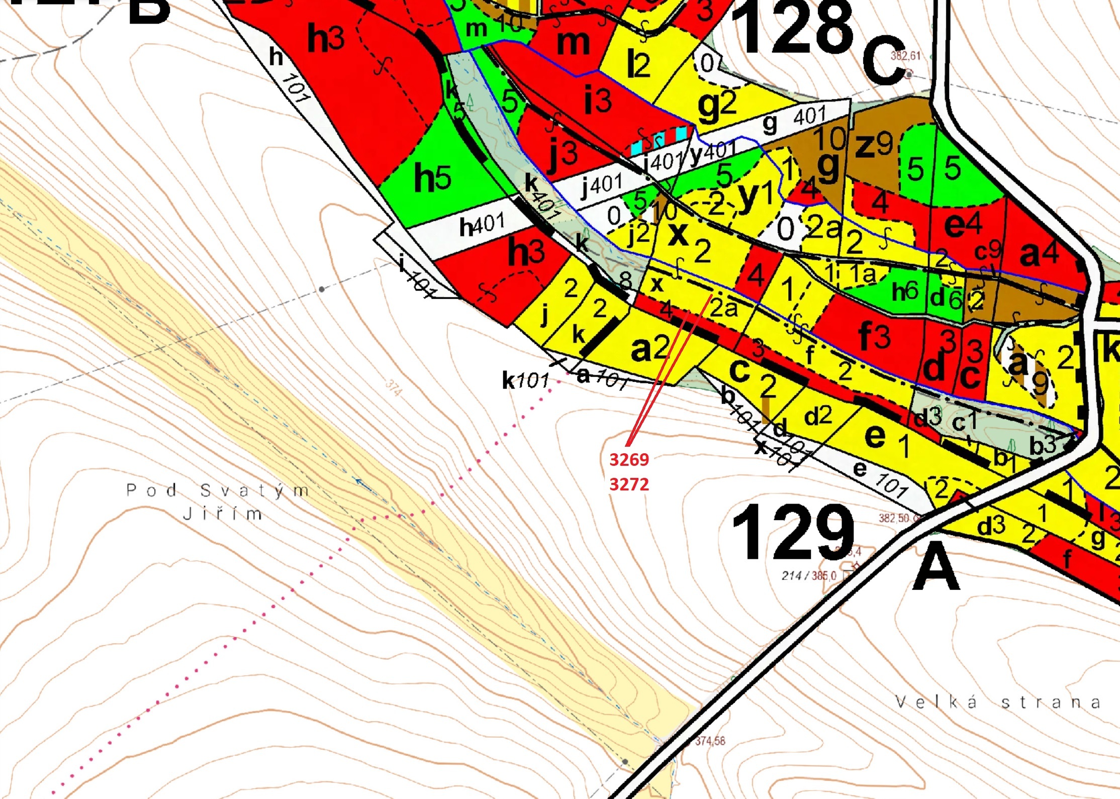 Lesní pozemky o výměře 3183 m2, podíl 1/1, katastrální území Oucmanice, obec Oucmanice, obec s rozší