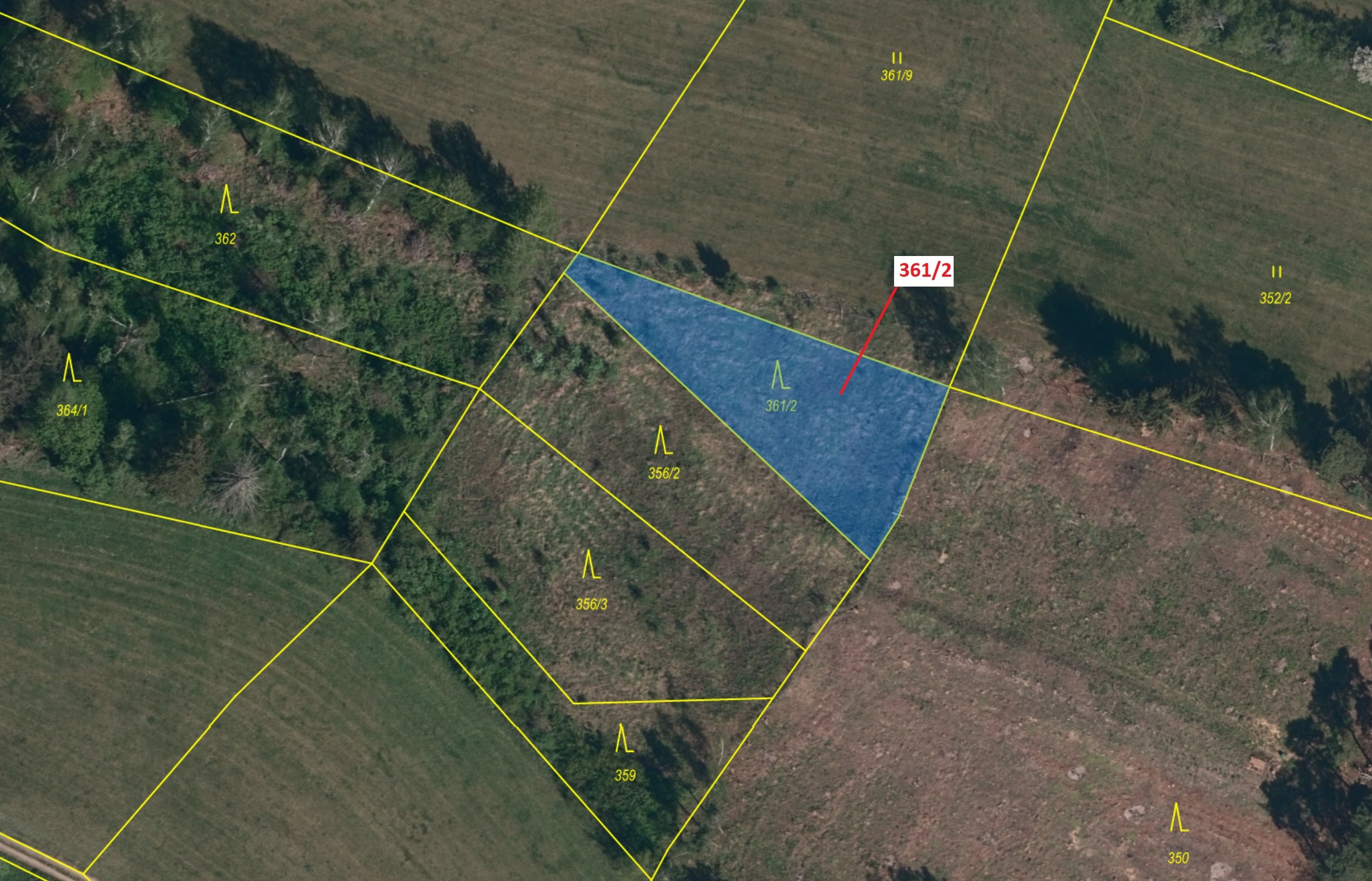 Lesní pozemek o výměře 927 m2, podíl 1/1, katastrální území Mostiště u Velkého Meziříčí, obec Velké 