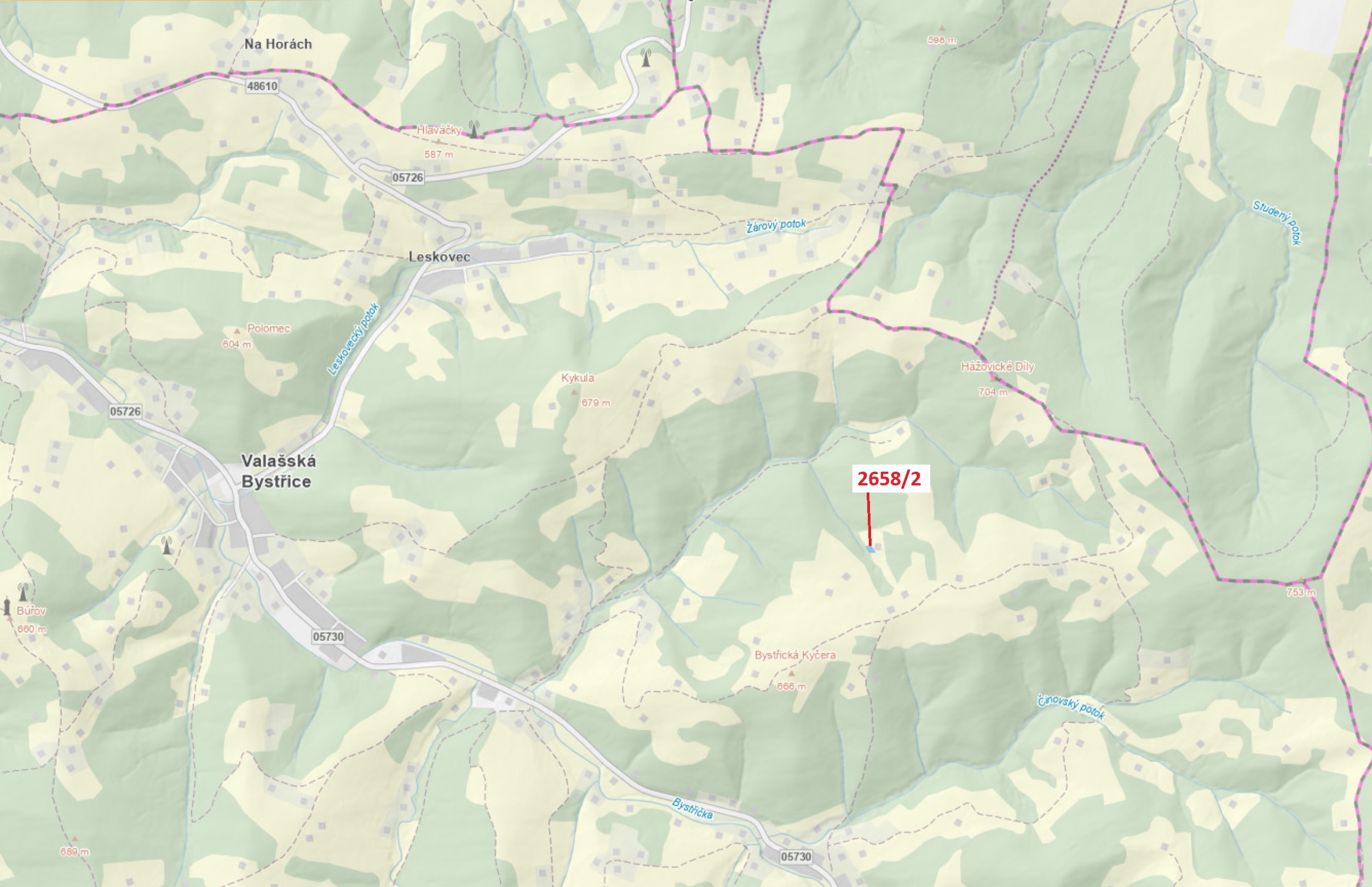 Trvalý travní porost o výměře 465 m2, podíl 1/1, katastrální území Valašská Bystřice, obec Valašská 