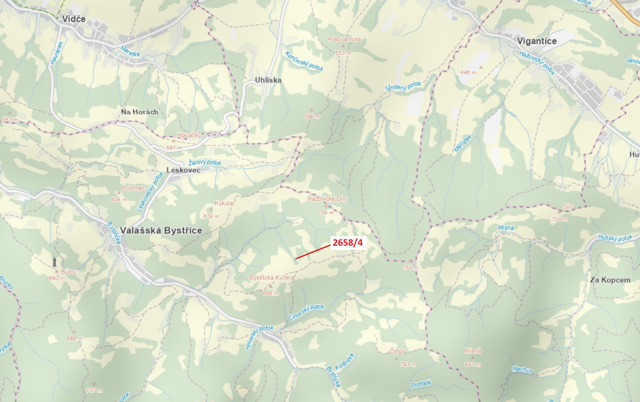 Ostatní plocha o výměře 370 m2, podíl 1/1, katastrální území Valašská Bystřice, obec Valašská Bystři