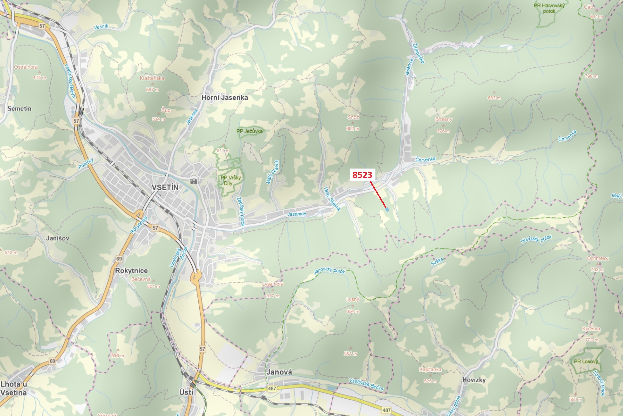 Orná půda o výměře 2343 m2, podíl 1/1, katastrální území Vsetín, obec Vsetín, obec s rozšířenou půso