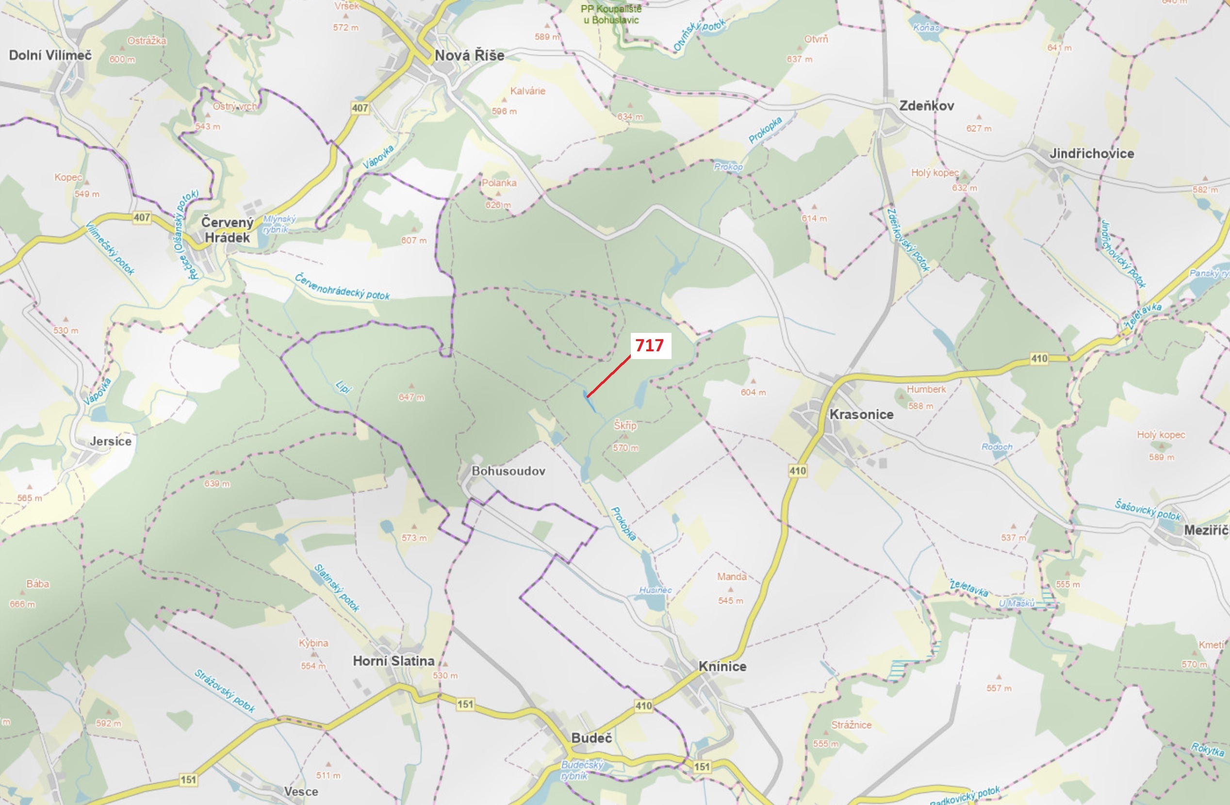Lesní pozemek o výměře 2761 m2, podíl 1/1, katastrální území Knínice, obec Knínice, obec s rozšířeno