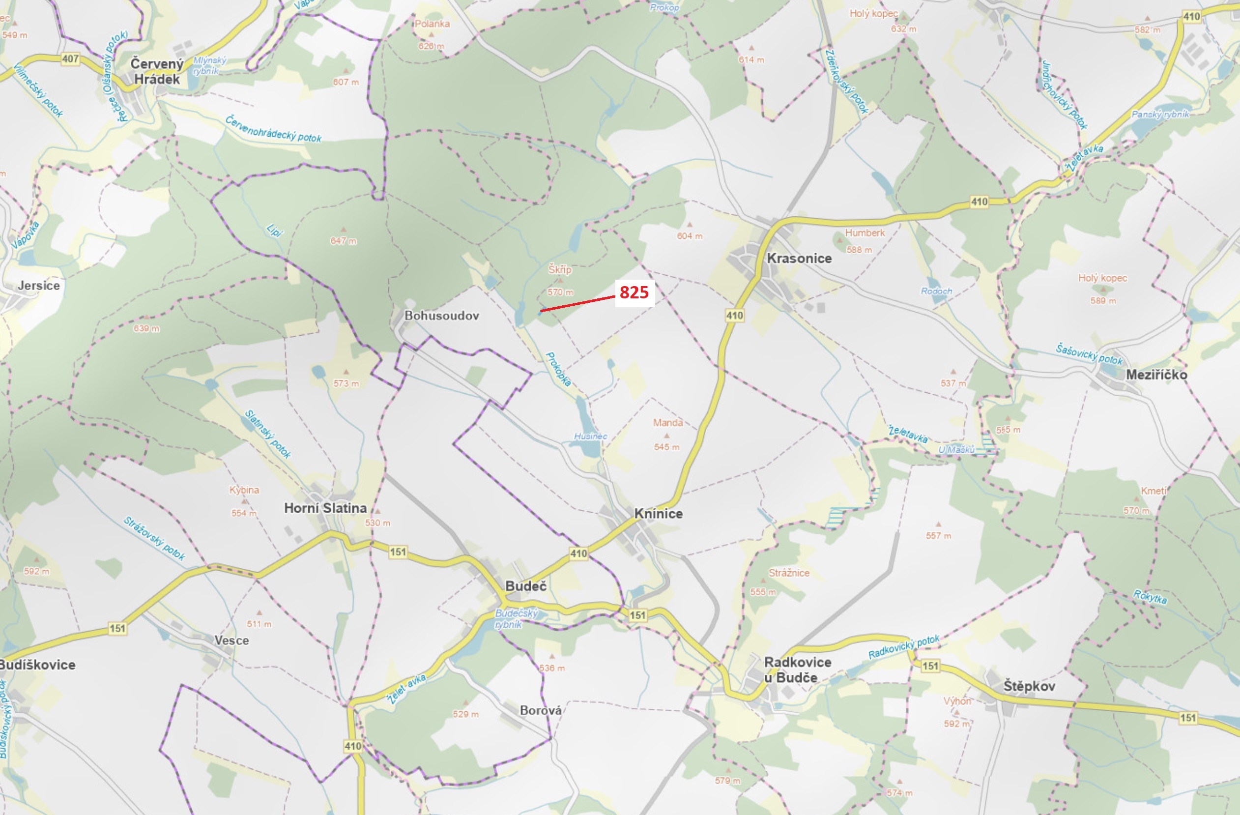 Lesní pozemek o výměře 1364 m2, podíl 1/1, katastrální území Knínice, obec Knínice, obec s rozšířeno