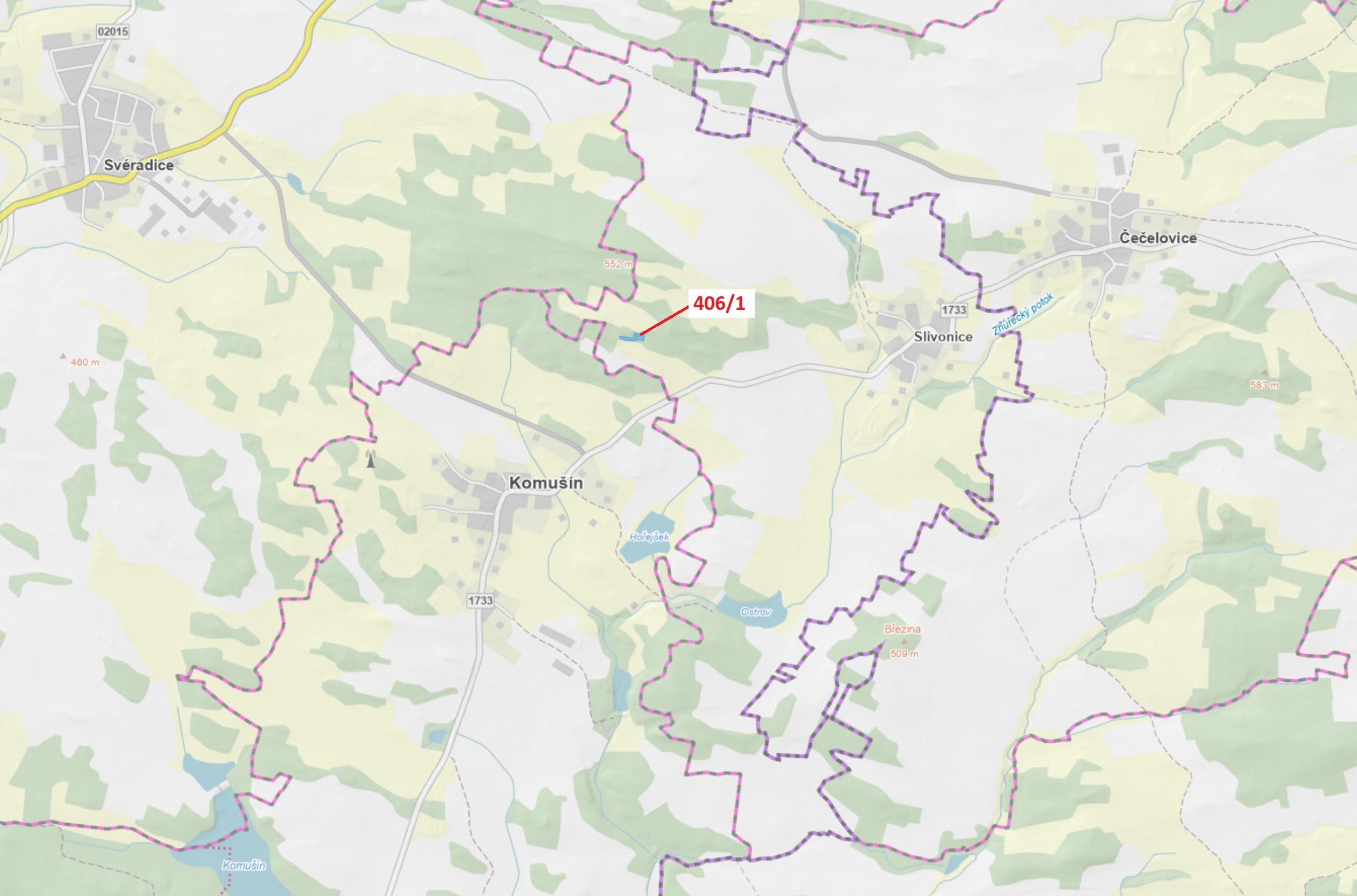 Trvalý travní porost o výměře 1762 m2, podíl 1/1, katastrální území Slivonice, obec Velký Bor, obec 
