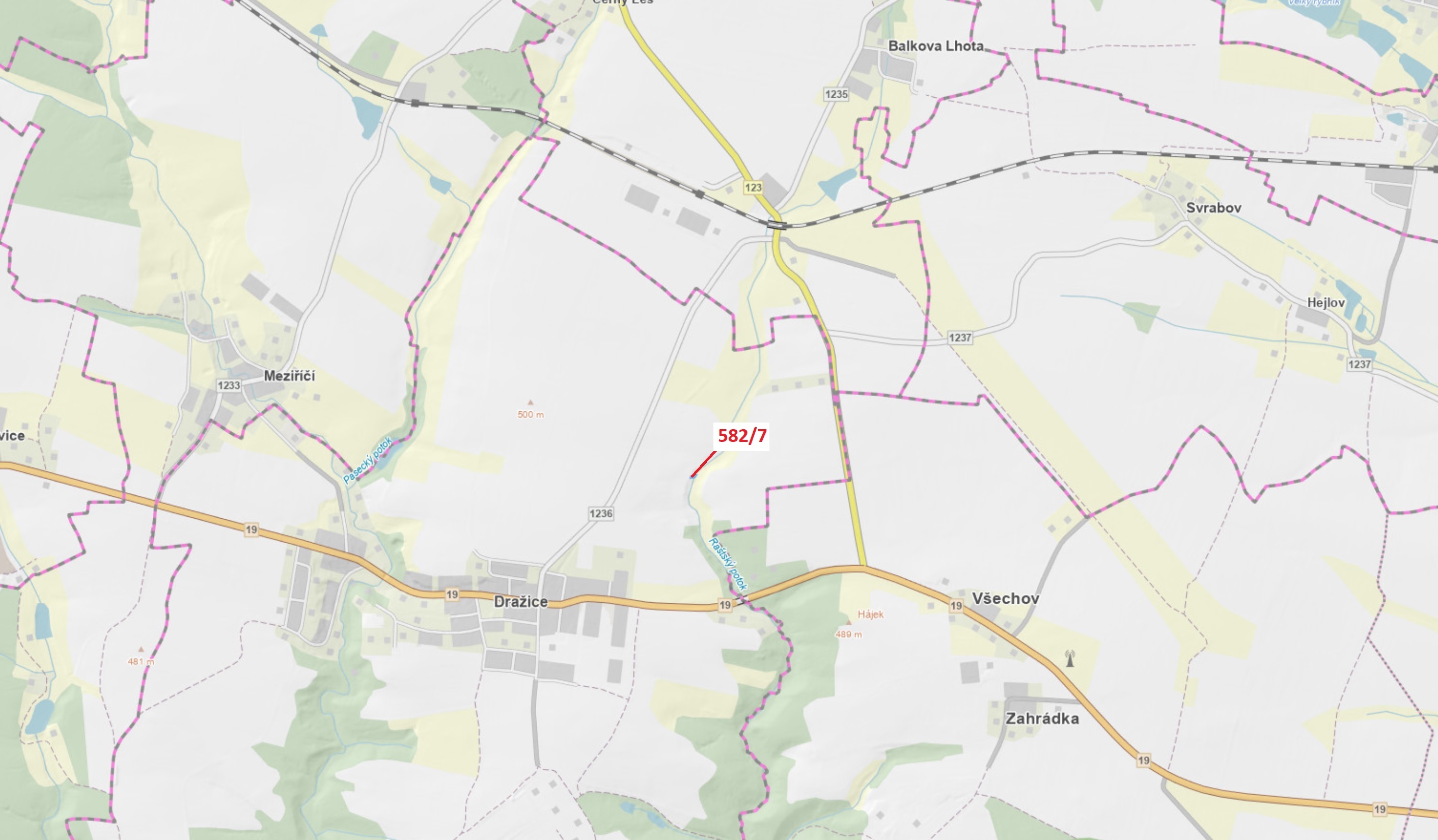 Lesní pozemek o výměře 316 m2, podíl 1/1, katastrální území Dražice u Tábora, obec Dražice, obec s r