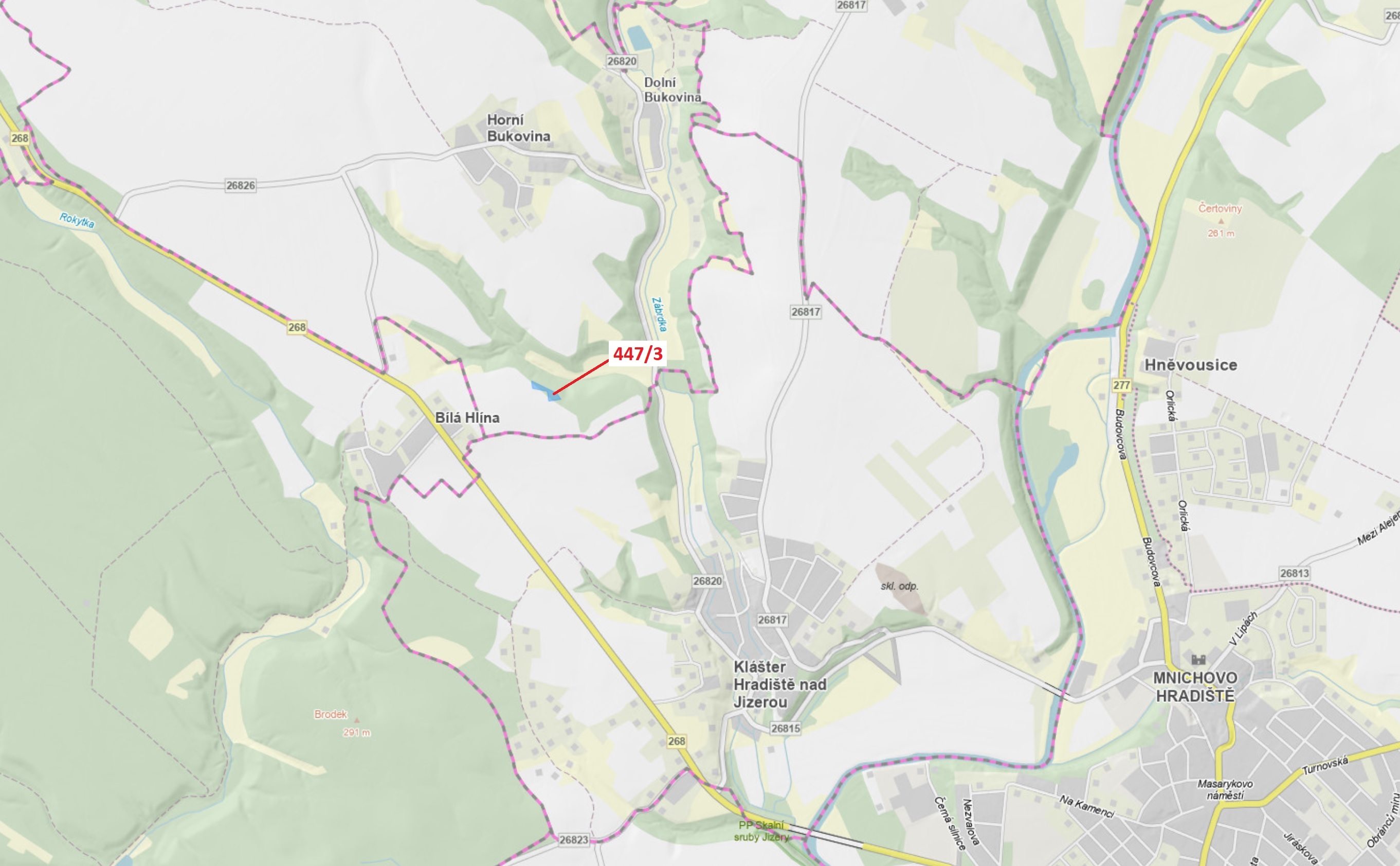 Lesní pozemek o výměře 2986 m2, podíl 1/1, katastrální území Horní Bukovina, obec Horní Bukovina, ob