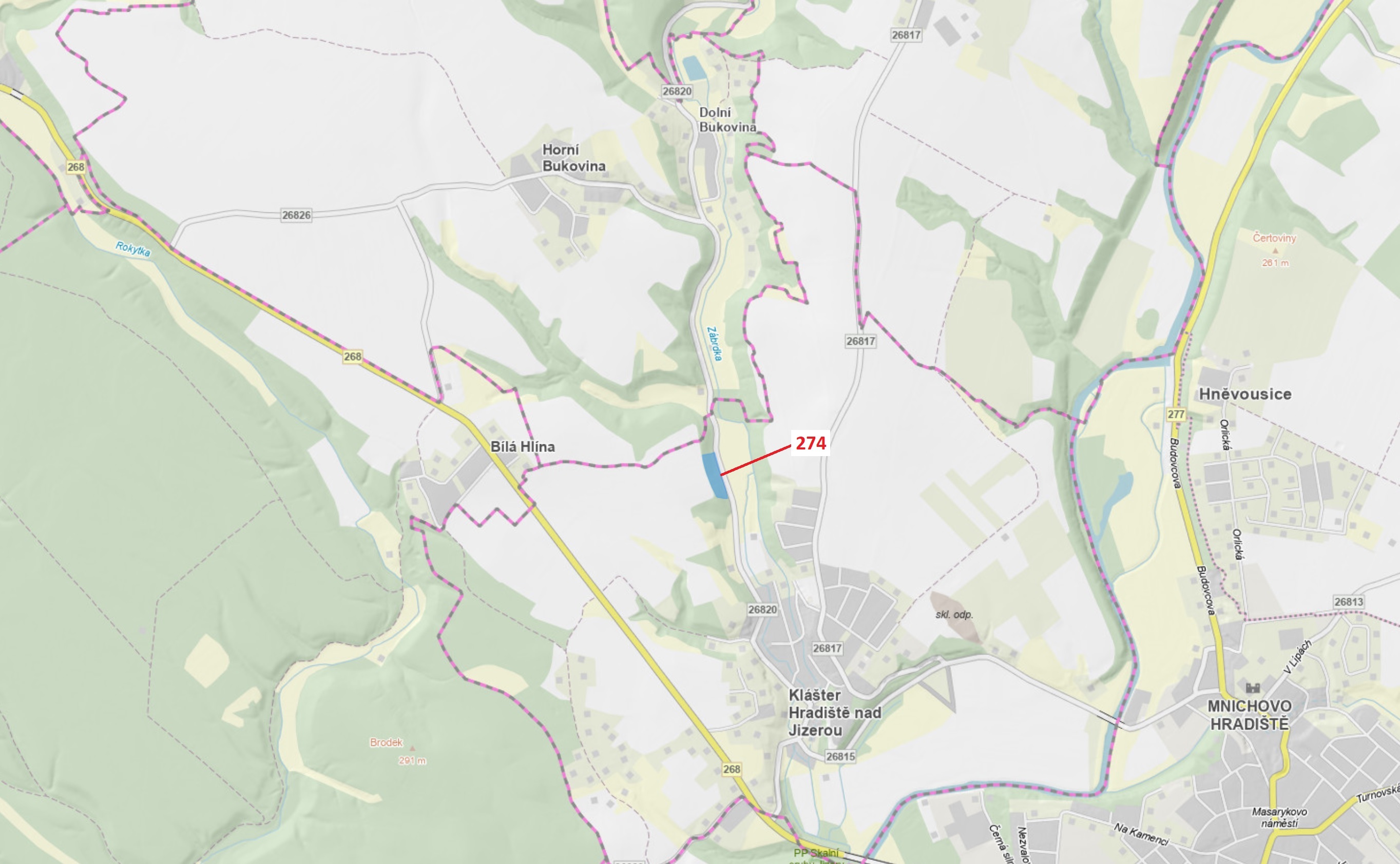 Lesní pozemek o výměře 10 038 m2, podíl 1/1, katastrální území Klášter Hradiště nad Jizerou, obec Kl