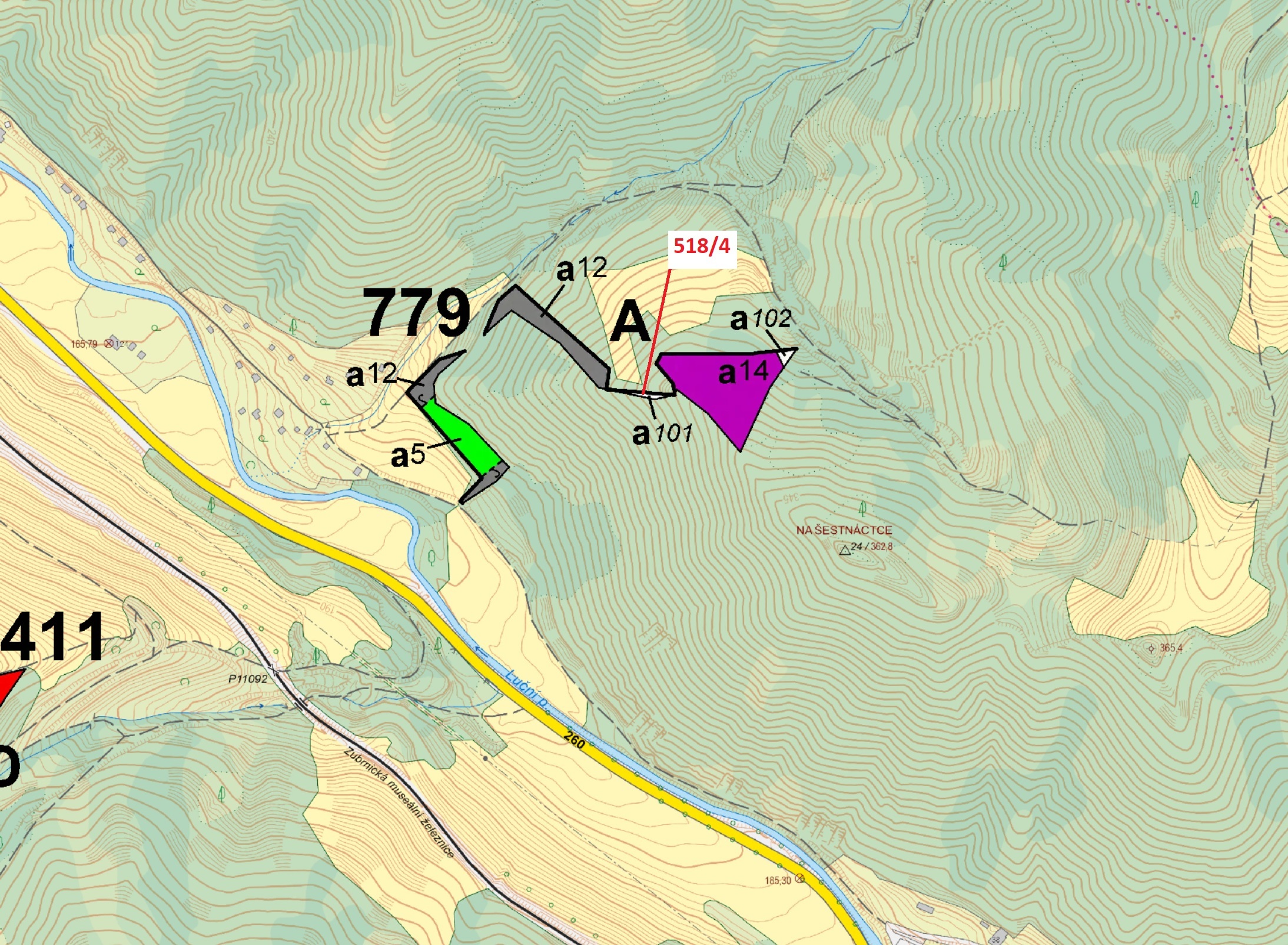 Lesní pozemek o výměře 169 m2, podíl 1/1, katastrální území Malé Březno nad Labem, obec Malé Březno,