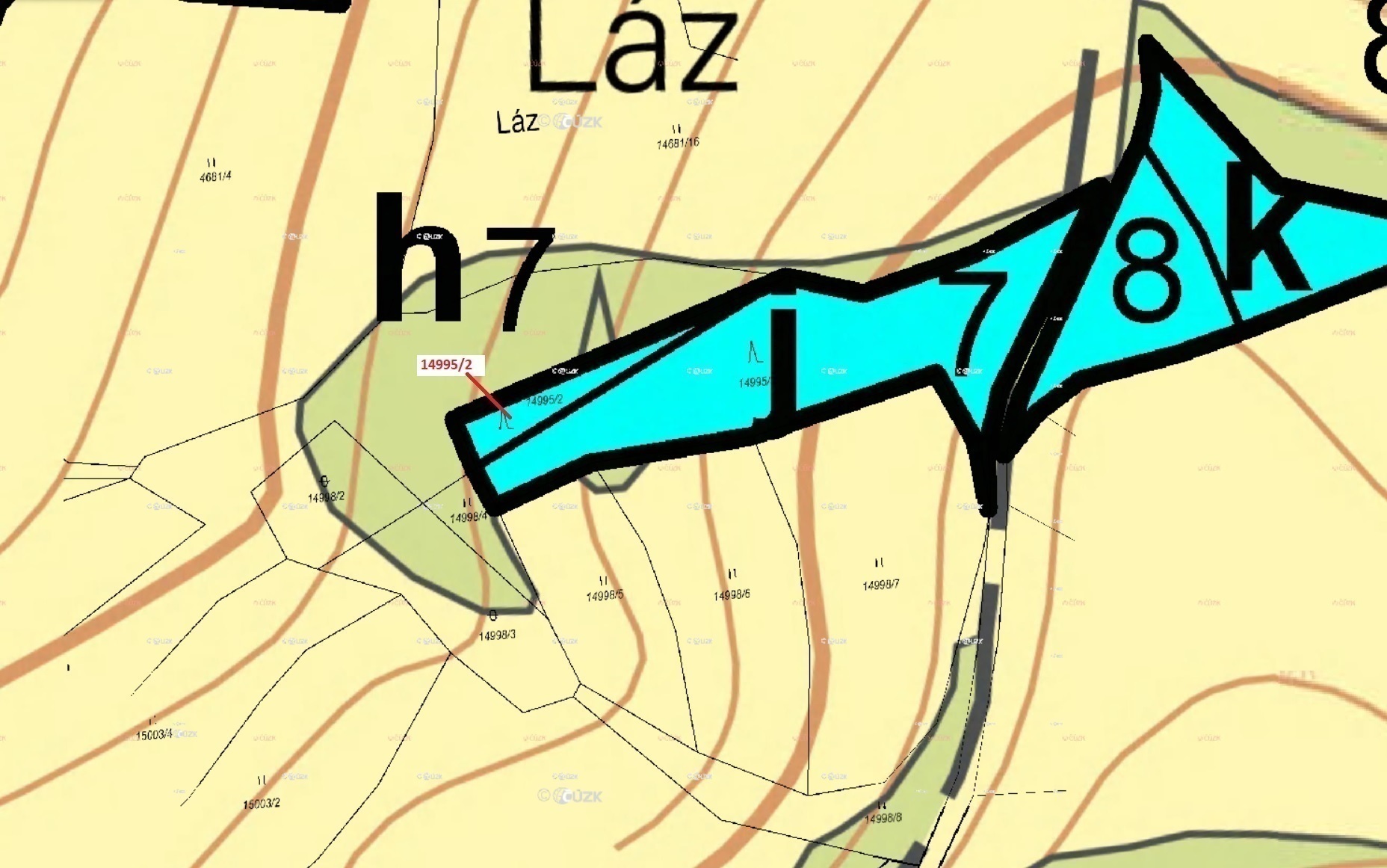 Lesní pozemek o výměře 330 m2, podíl 1/1, katastrální území Hovězí, obec Hovězí, obec s rozšířenou p