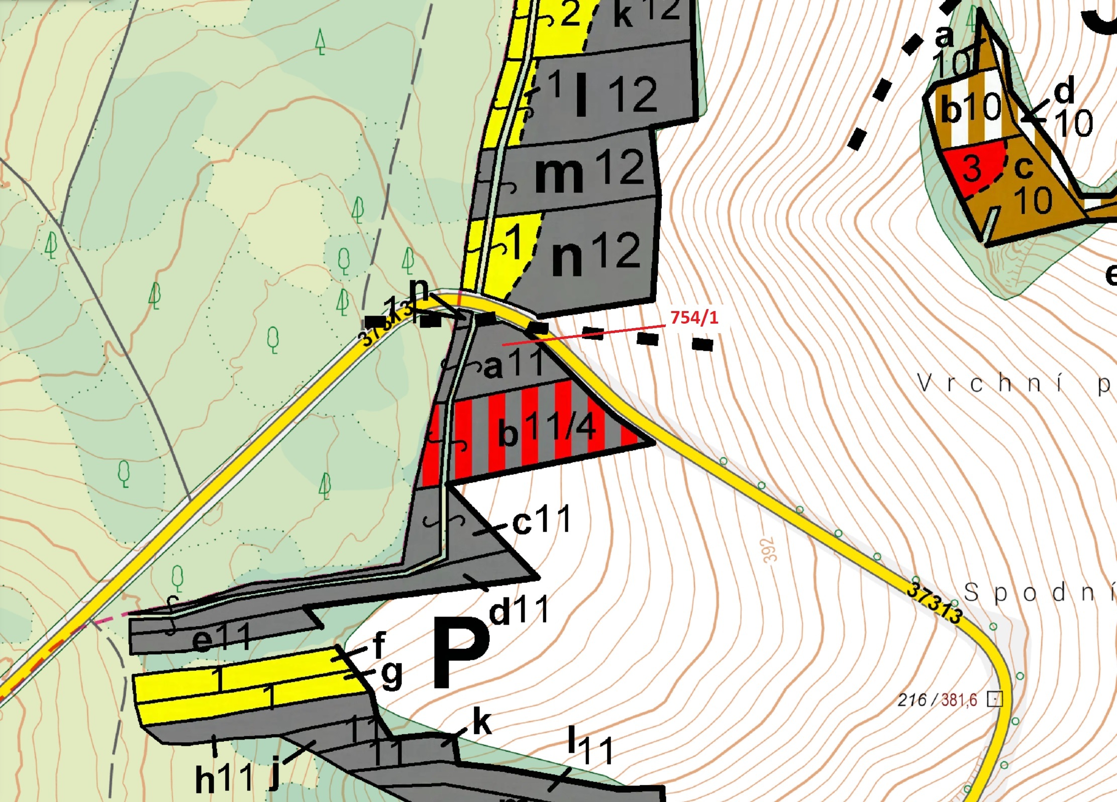 Lesní pozemek o výměře 1610 m2, podíl 1/1, katastrální území Loučka u Bílska, obec Loučka, obec s ro