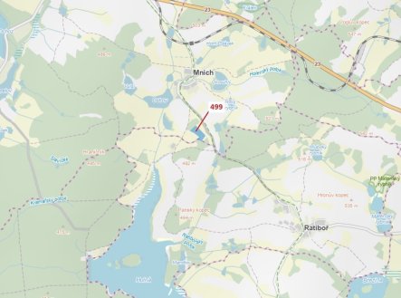 Lesní pozemek o výměře 25 097 m2, podíl 1/1, katastrální území Mnich u Kardašovy Řečice, obec Kardaš