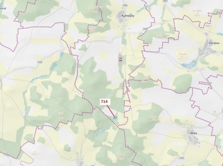 Lesní pozemek o výměře 2850 m2, podíl 1/1, katastrální území Kuřimany, obec Kuřimany, obec s rozšíře