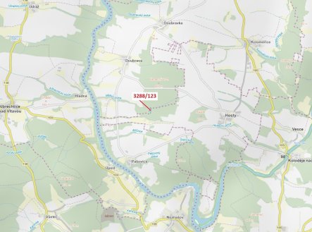 Lesní pozemek o výměře 1707 m2, podíl 1/1, katastrální území Hosty, obec Hosty, obec s rozšířenou pů