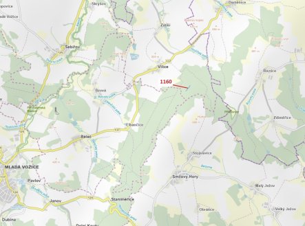 Lesní pozemek o výměře 2693 m2, podíl 1/1, katastrální území Vilice, obec Vilice, obec s rozšířenou 