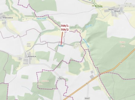 Lesní pozemky o výměře 1823 m2, podíl 1/1, katastrální území Jemnice u Oseka, obec Osek, obec s rozš
