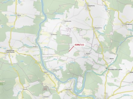 Lesní pozemek o výměře 978 m2, podíl 1/1, katastrální území Hosty, obec Hosty, obec s rozšířenou půs