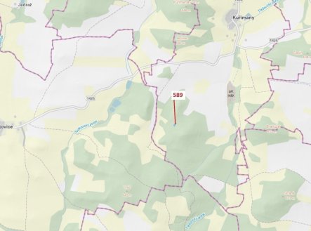 Lesní pozemek o výměře 713 m2, podíl 1/1, katastrální území Kuřimany, obec Kuřimany, obec s rozšířen