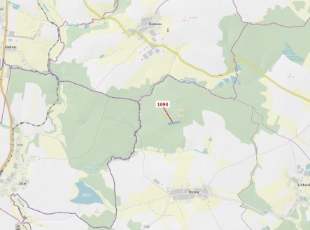 Lesní pozemek o výměře 5 755 m2, podíl 1/1, katastrální území Štítné, obec Žirovnice, obec s rozšíře