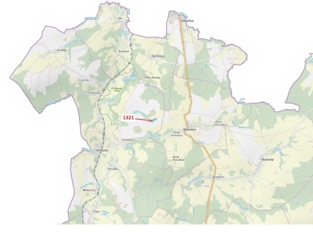 Lesní pozemek o výměře 21 506 m2, podíl 1/1, katastrální území Předlánce, obec Višňová, obec s rozší