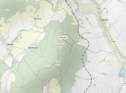 Lesní pozemek o výměře 12 014 m2, podíl 1/1, katastrální území Nová Hradečná, obec Nová Hradečná, ob
