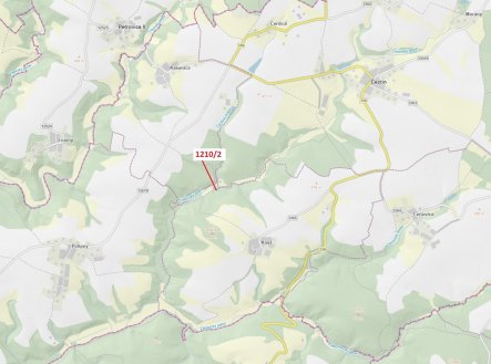 Lesní pozemek o výměře 633 m2, podíl 1/1, katastrální území Kněž u Čestína, obec Čestín, obec s rozš