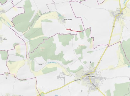 Lesní pozemek o výměře 703 m2, podíl 1/1, katastrální území Koloveč, obec Koloveč, obec s rozšířenou