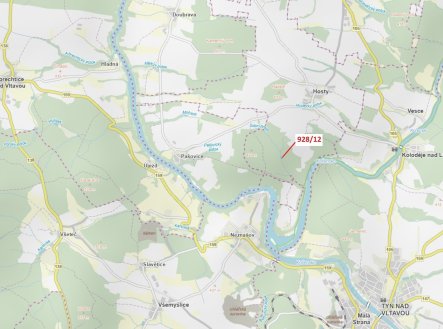 Lesní pozemek o výměře 418 m2, podíl 1/1, katastrální území Hosty, obec Hosty, obec s rozšířenou půs