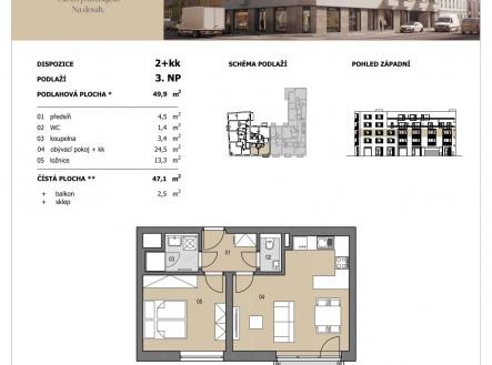 Prodej bytu, 2+kk, 50 m²