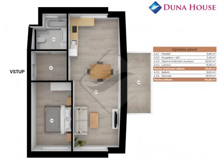 Prodej bytu, 2+kk, 56 m²