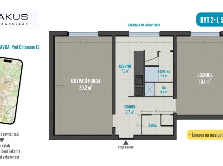 Prodej bytu, 2+1, 55 m²