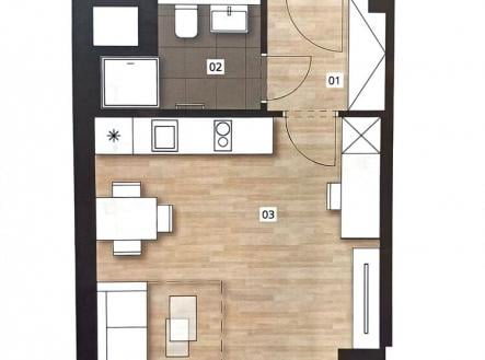 Pronájem bytu, 1+kk, 38 m²