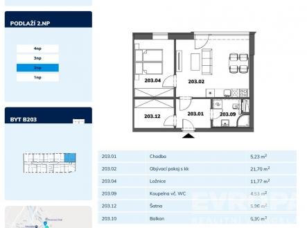 Pronájem bytu, 2+kk, 57 m²