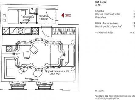 Pronájem bytu, 1+kk, 33 m²