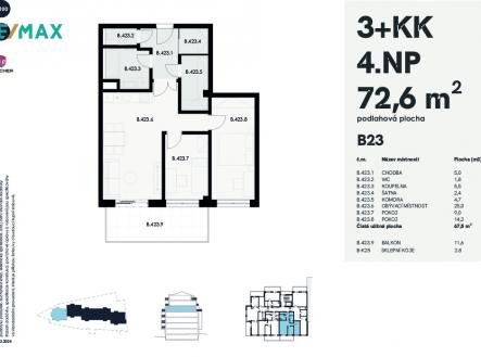 Prodej bytu, 3+kk, 72 m²