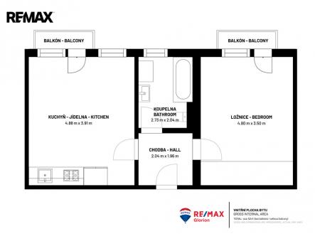Pronájem bytu, 2+kk, 45 m²