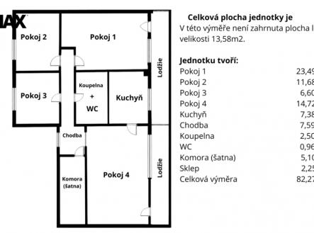 Prodej bytu, 4+1, 82 m²