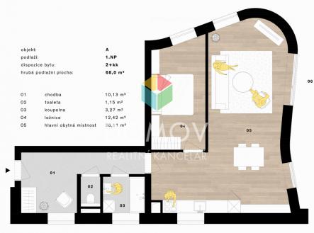 Pronájem bytu, 2+kk, 68 m²